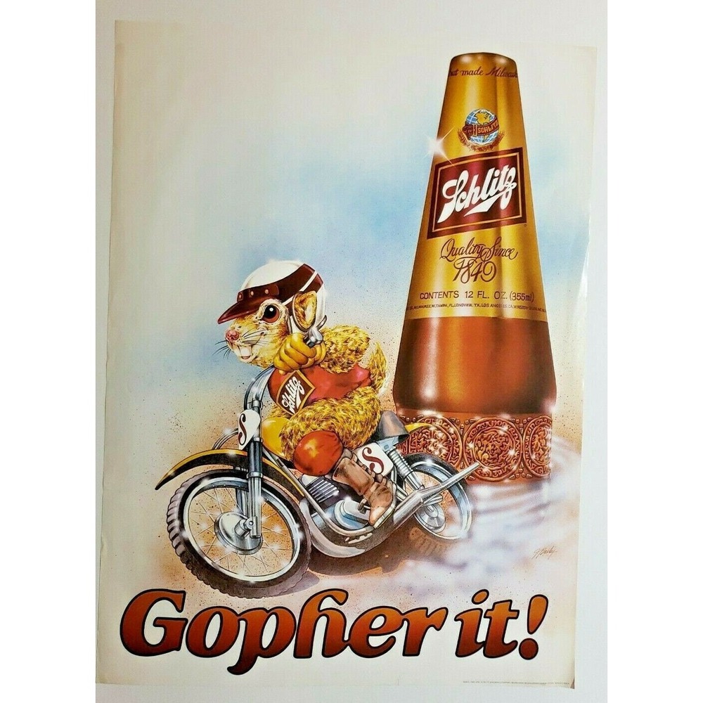 Original 1981 Schlitz Beer "Gopher It!" Poster 30"x22" Tavern Size Poster 168